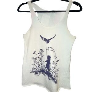 Women’s Large/XL MIA Melon White Graphic Tank Top with Navy Silhouette